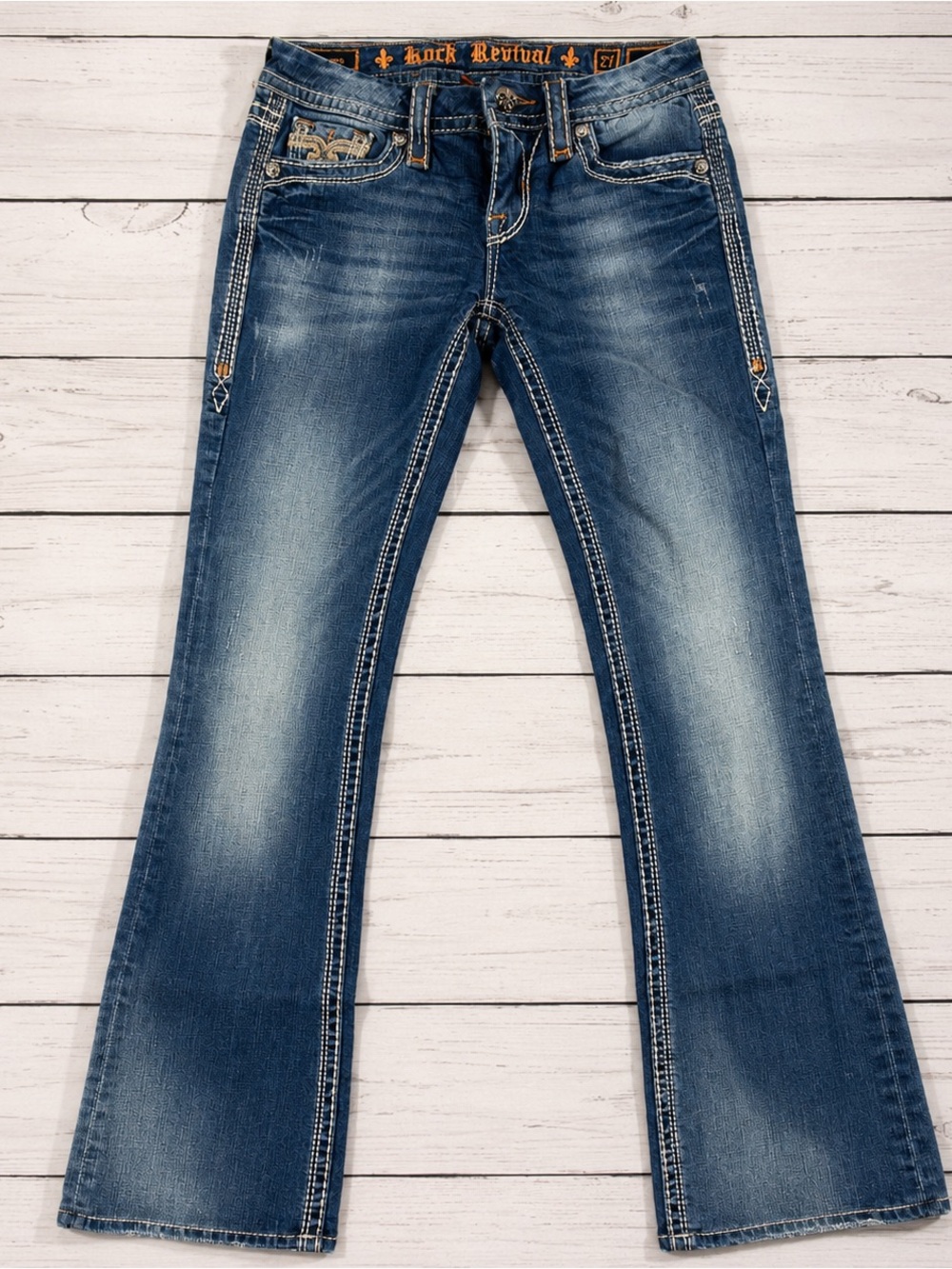 Rock Revival Women’s Bootcut Jeans with Contrast Stitching- Size 27